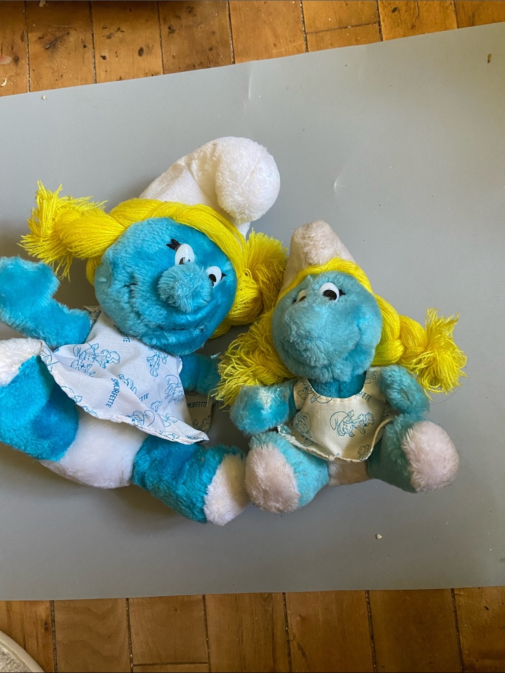 Smurfette Plush Toy Pair - Blue and Yellow Stuffed Smurfs